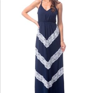 Charming Charlie Navy Chevron Maxi Dress